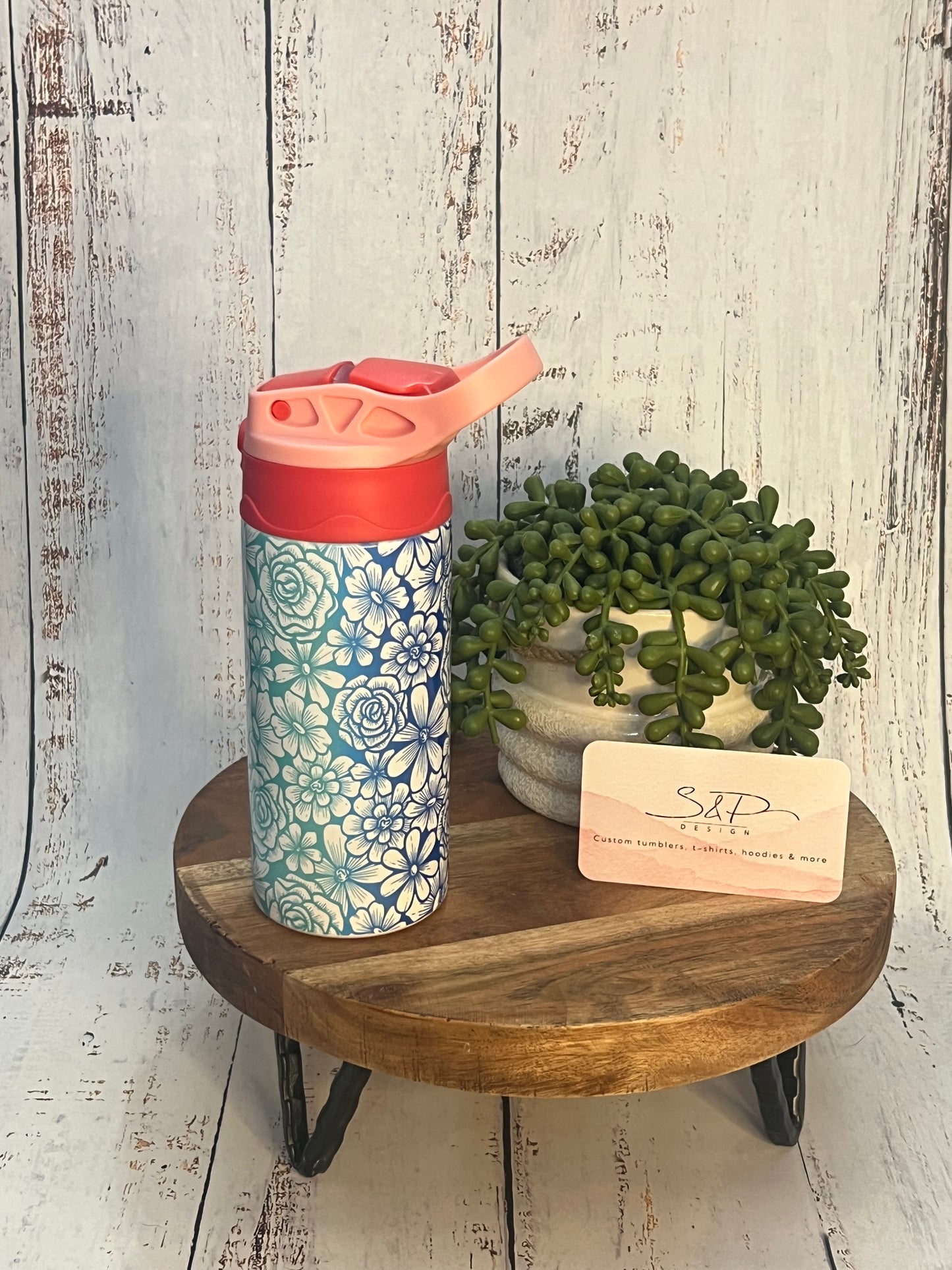 Ombre Flowers Water Bottle