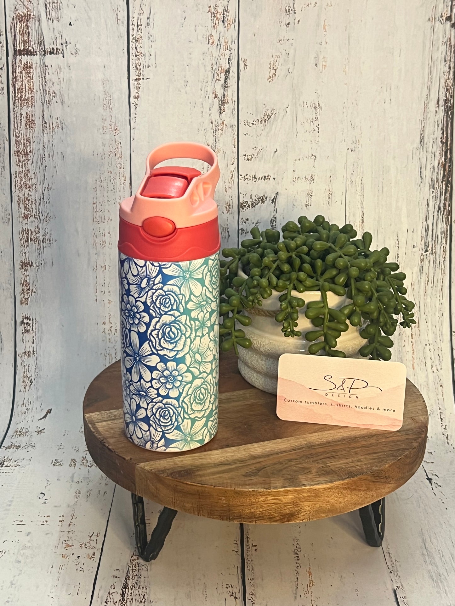 Ombre Flowers Water Bottle