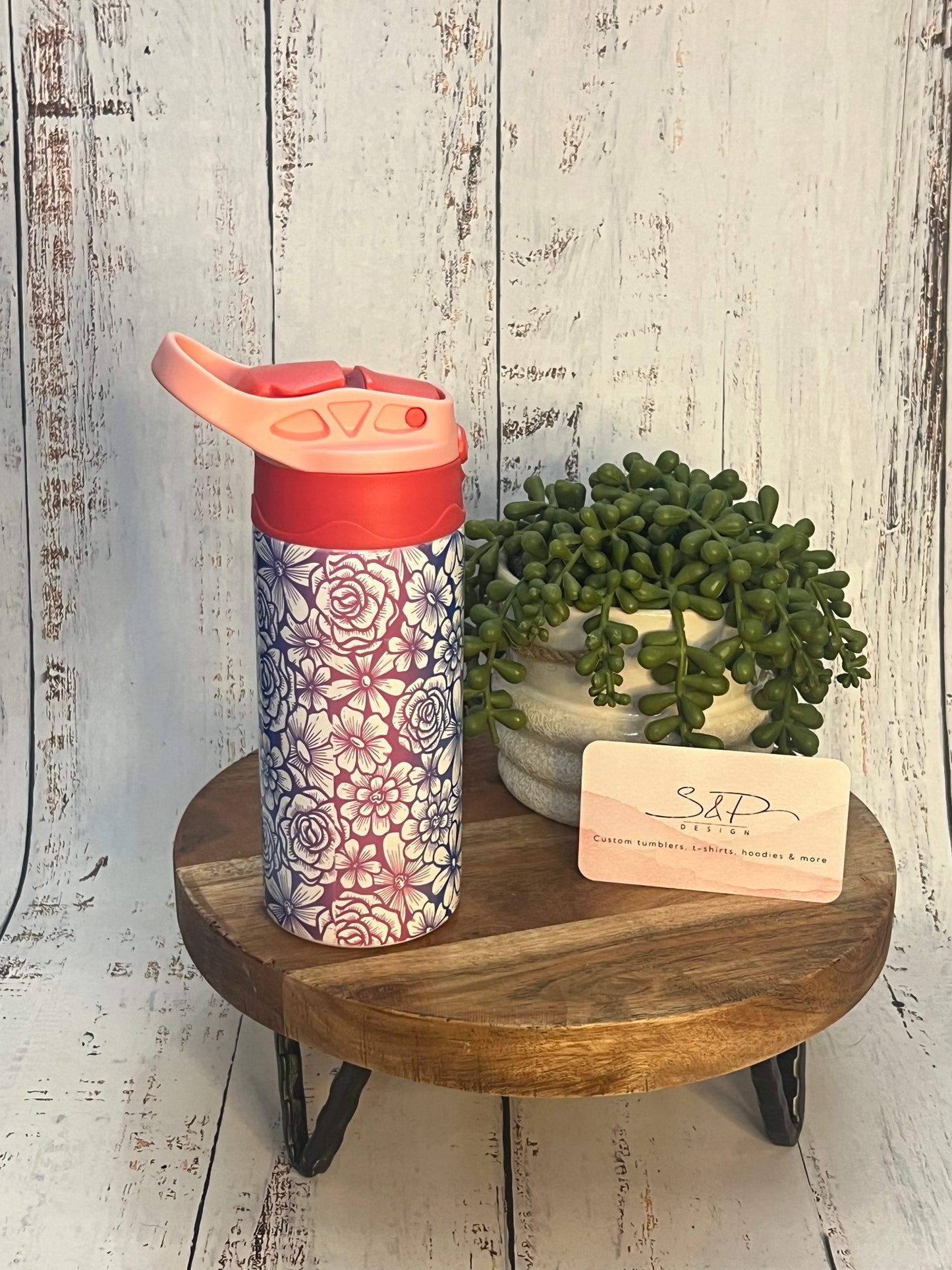 Ombre Flowers Water Bottle